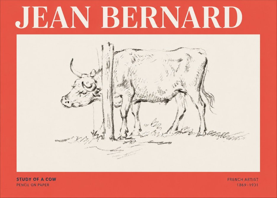 Jean Bernard Study of a Cow VII No5 - Plakát