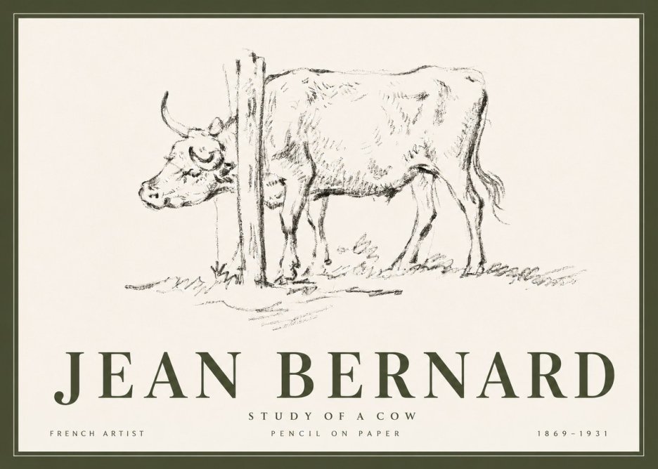 Jean Bernard Study of a Cow VII No6 - Plakát