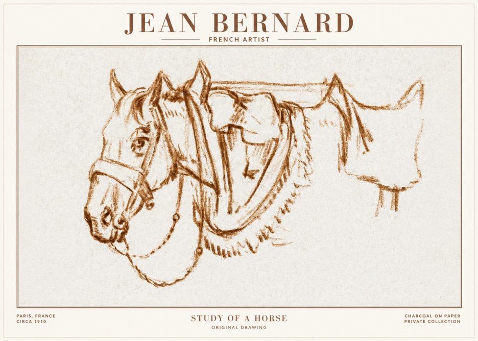 Jean Bernard Study of a Horse VII No1 - Plakát