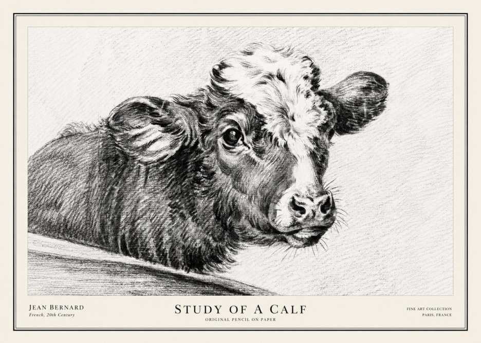 Jean Bernard Study of a Calf II No3 - Plakát