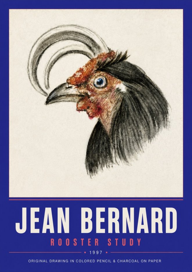 Jean Bernard Rooster Study No2 - Plakát
