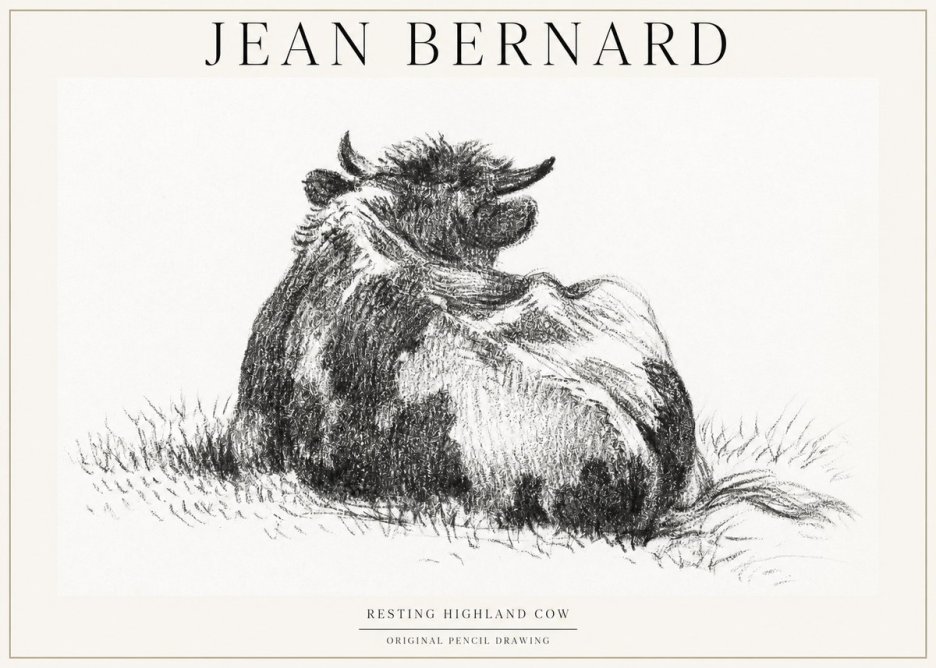 Jean Bernard Resting Highland Cow No1 - Plakát