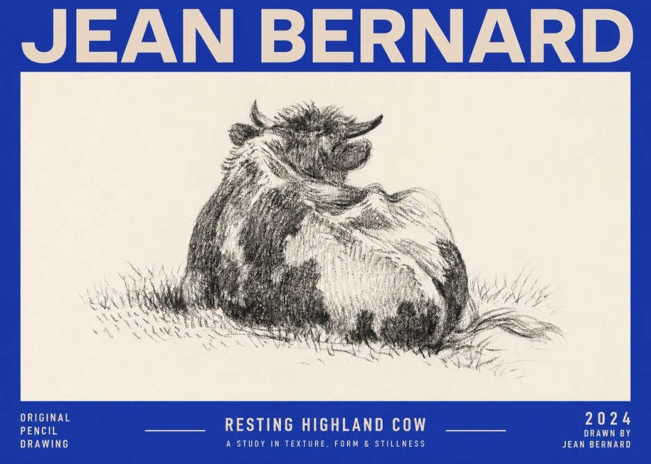 Jean Bernard Resting Highland Cow No2 - Plakát