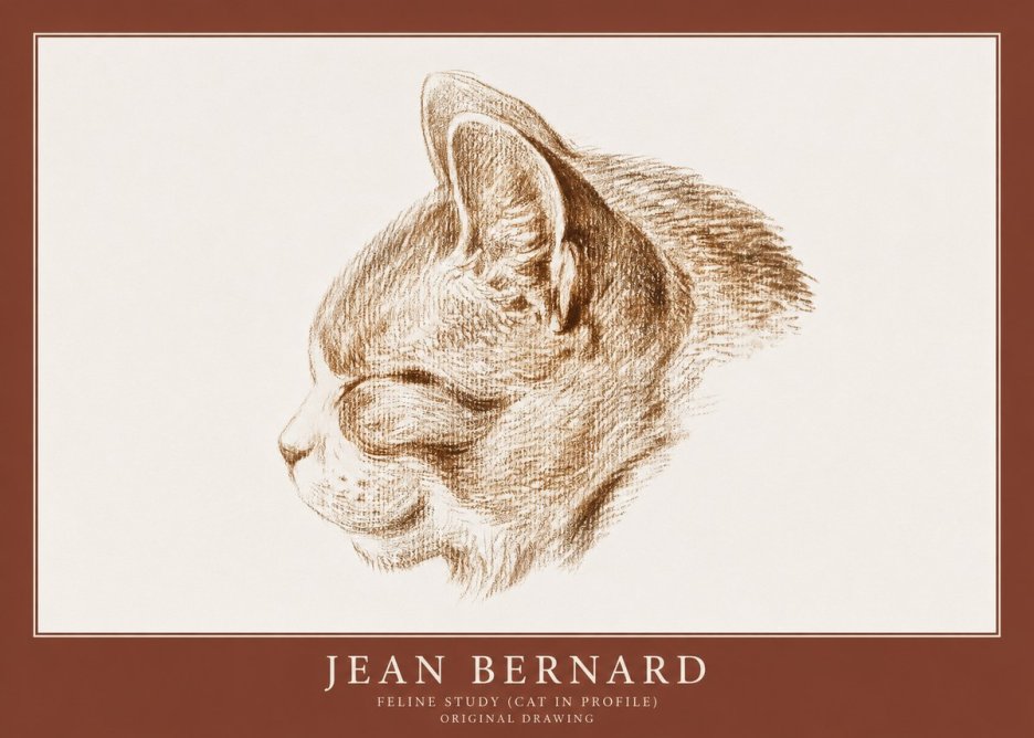Jean Bernard Cat Study VI No2 - Plakát