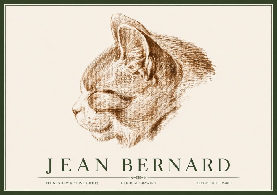 Jean Bernard Cat Study VI No4 - Plakát