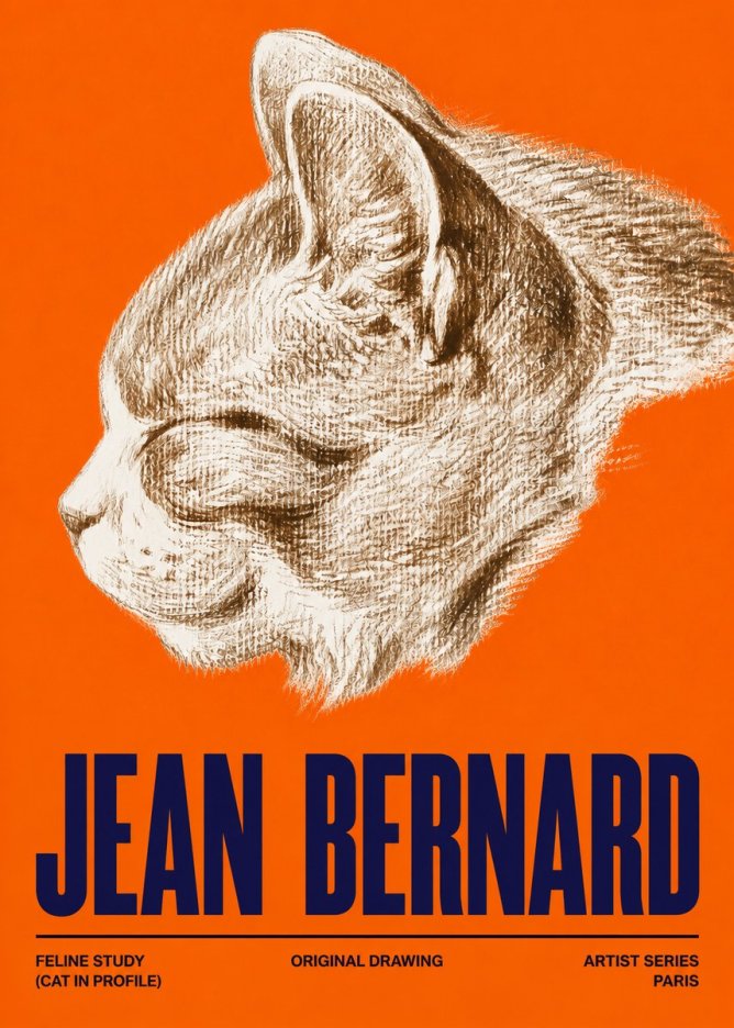 Jean Bernard Cat Study VI No5 - Plakát