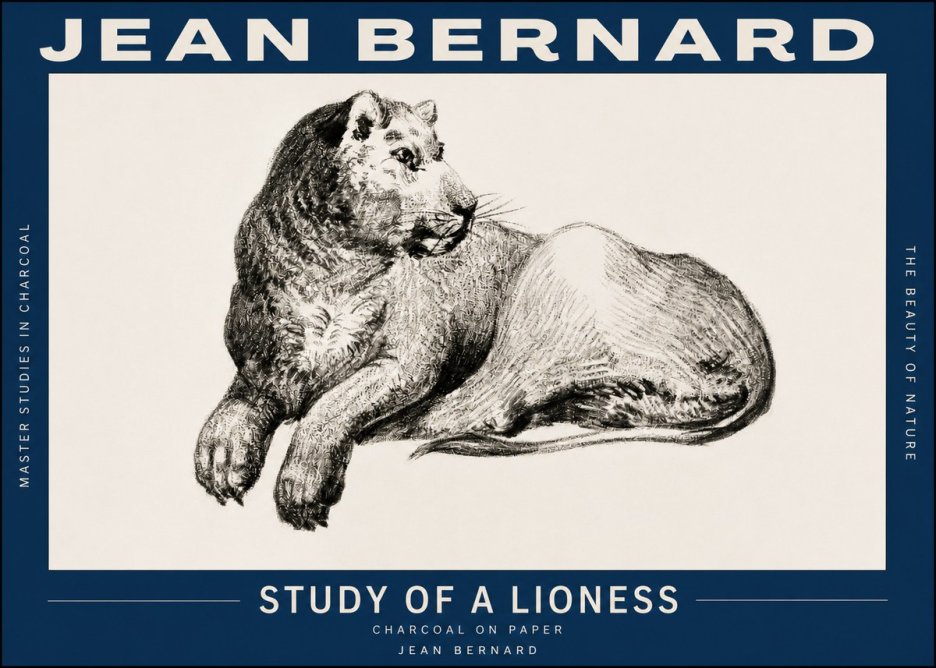 Jean Bernard Lying Lioness No3 - Plakát