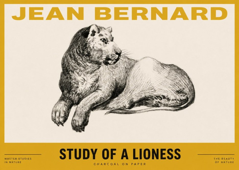 Jean Bernard Lying Lioness No4 - Plakát