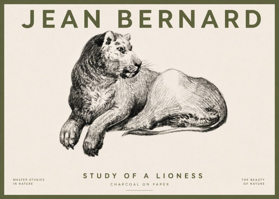 Jean Bernard Lying Lioness No5 - Plakát
