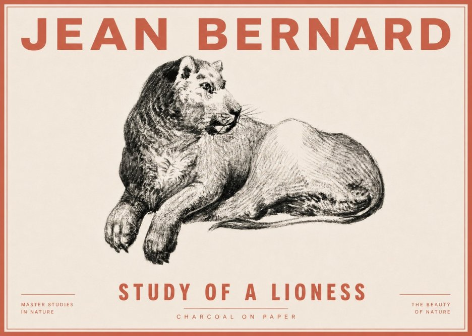 Jean Bernard Lying Lioness No6 - Plakát