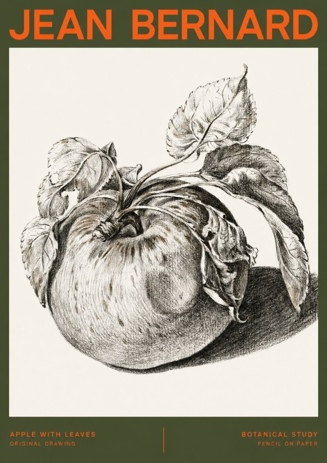 Jean Bernard Apple with Leaves No2 - Plakát