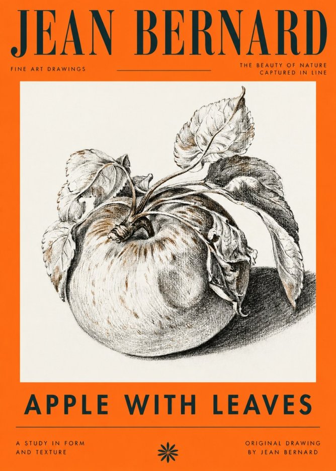 Jean Bernard Apple with Leaves No4 - Plakát