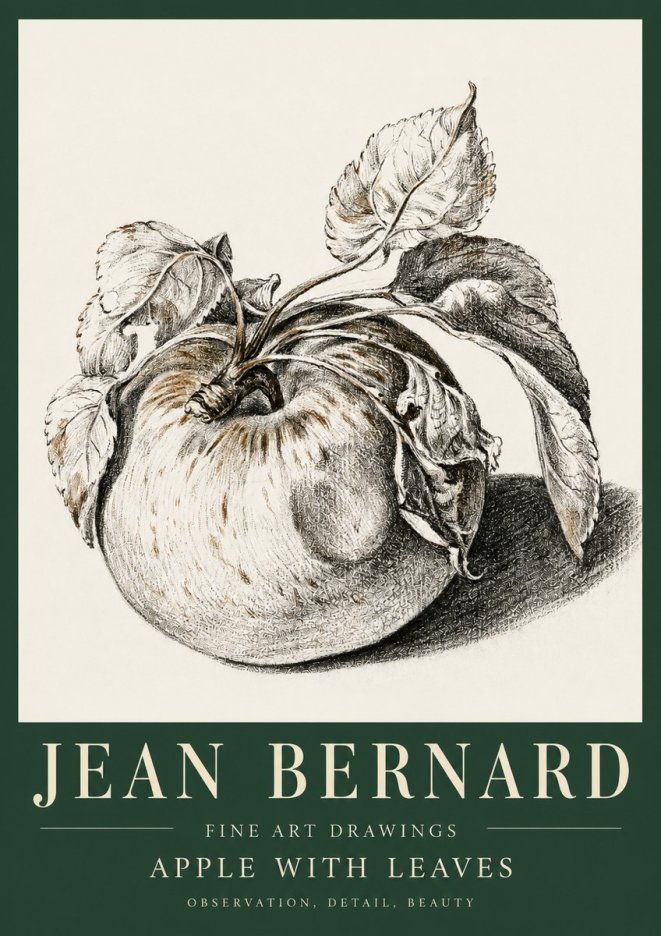 Jean Bernard Apple with Leaves No5 - Plakát