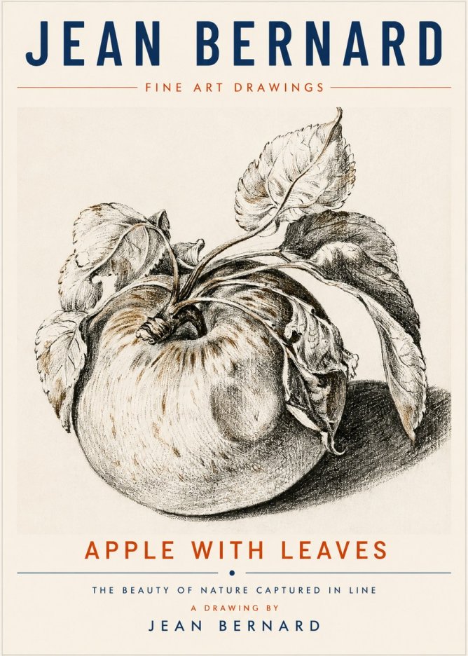 Jean Bernard Apple with Leaves No6 - Plakát