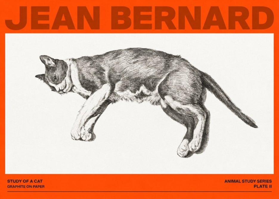 Jean Bernard Cat Study VII No4 - Plakát
