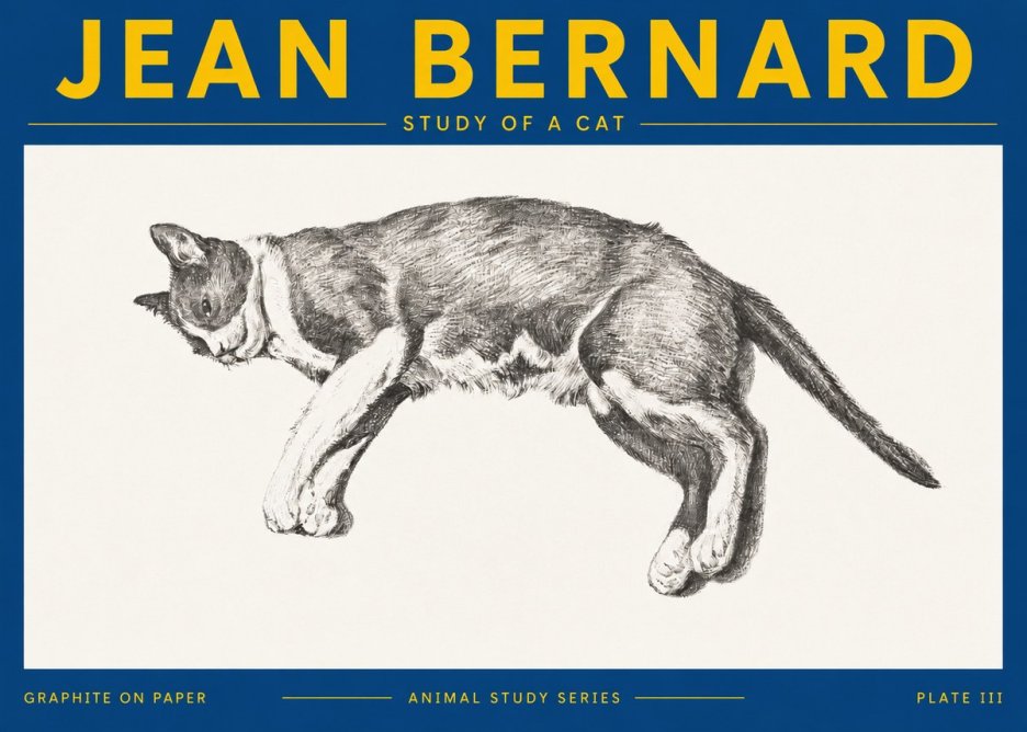 Jean Bernard Cat Study VII No5 - Plakát
