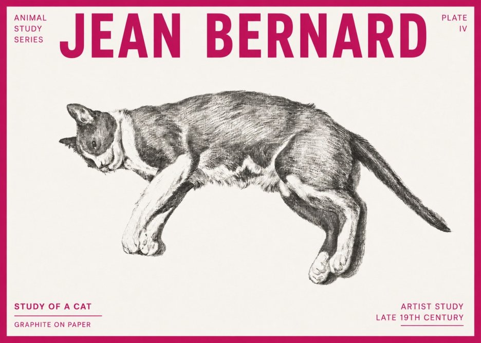 Jean Bernard Cat Study VII No6 - Plakát