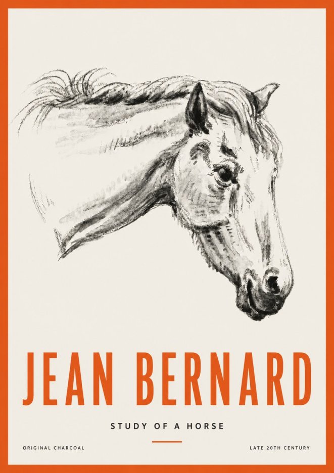 Jean Bernard Study of a Horse VIII No2 - Plakát