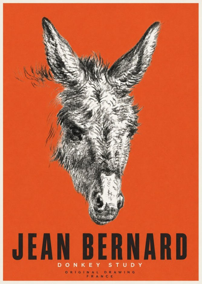 Jean Bernard Donkey Study IV No2 - Plakát