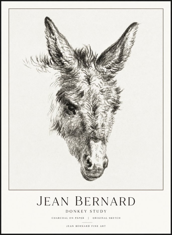 Jean Bernard Donkey Study IV No3 - Plakát