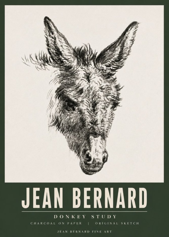 Jean Bernard Donkey Study IV No5 - Plakát