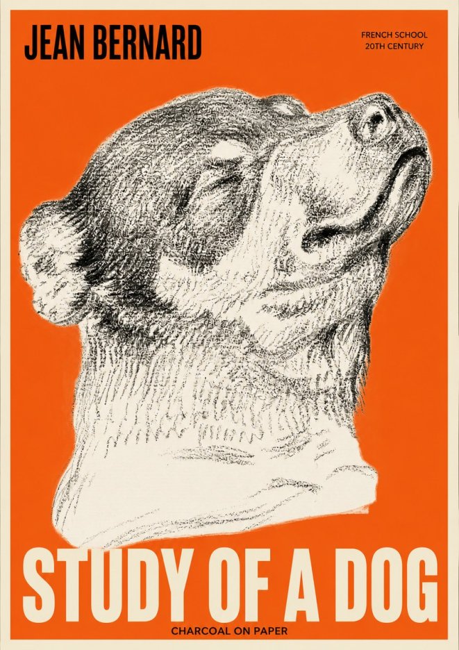 Jean Bernard Study of a Dog III No2 - Plakát