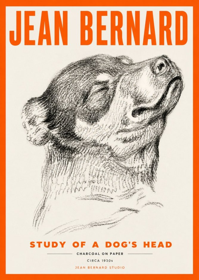 Jean Bernard Study of a Dog III No5 - Plakát