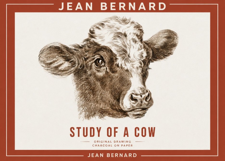 Jean Bernard Study of a Cow VIII No2 - Plakát