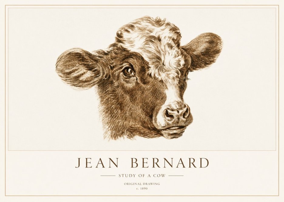 Jean Bernard Study of a Cow VIII No3 - Plakát