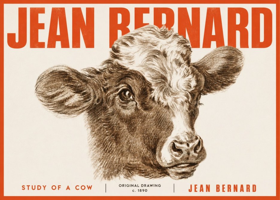 Jean Bernard Study of a Cow VIII No4 - Plakát