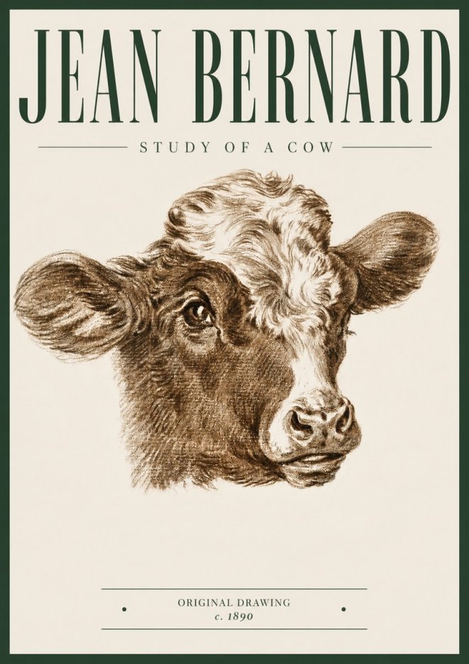 Jean Bernard Study of a Cow VIII No5 - Plakát