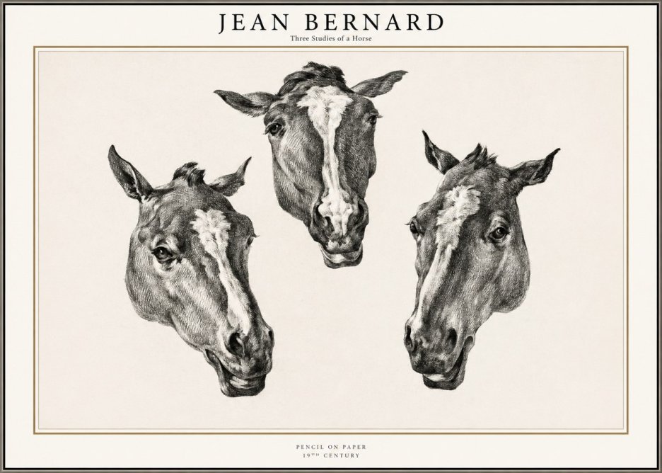 Jean Bernard Three Studies of a Horse No1 - Plakát