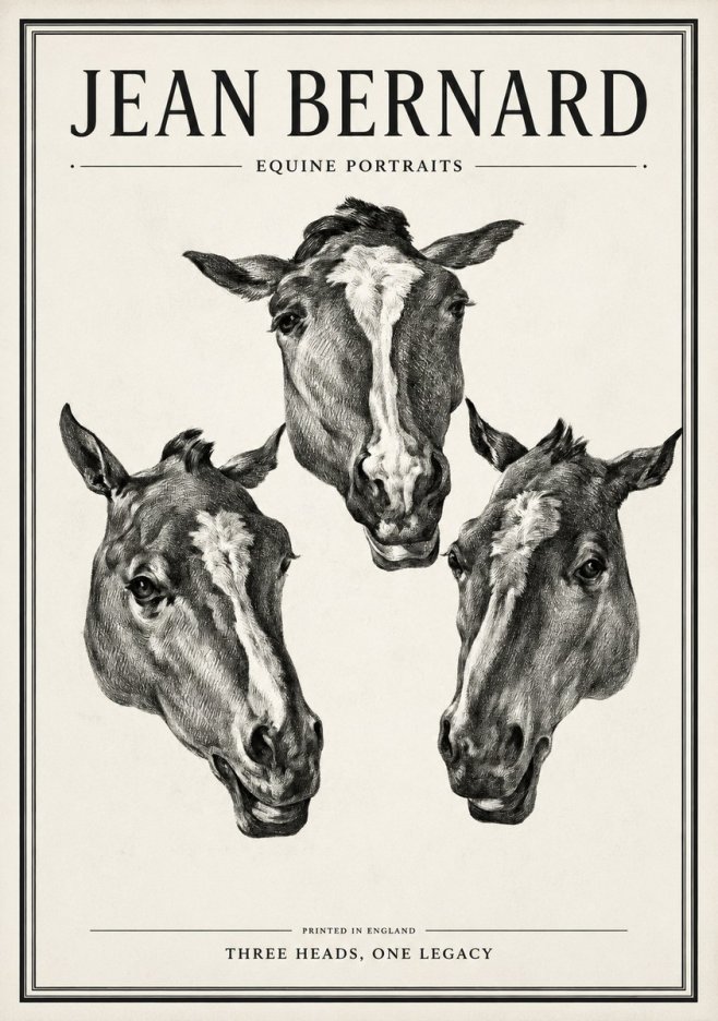 Jean Bernard Three Studies of a Horse No2 - Plakát