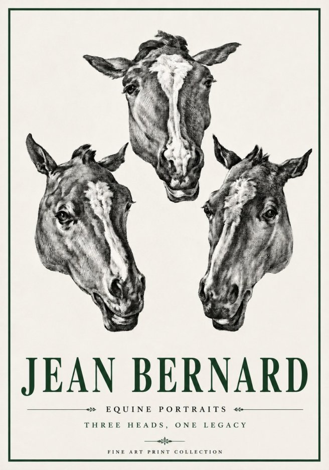 Jean Bernard Three Studies of a Horse No6 - Plakát