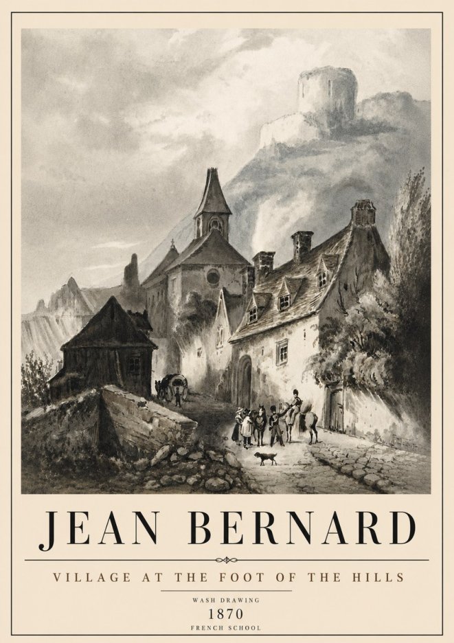 Jean Bernard Village at the Foot of the Hill No6 - Plakát