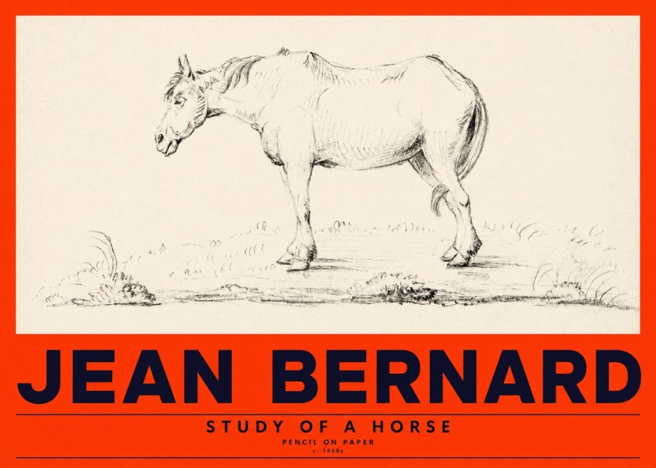 Jean Bernard Study of a Horse IX No4 - Plakát