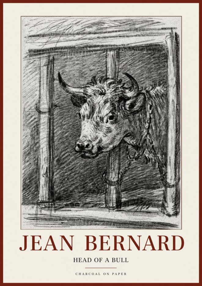 Jean Bernard Study of a Bull II No2 - Plakát
