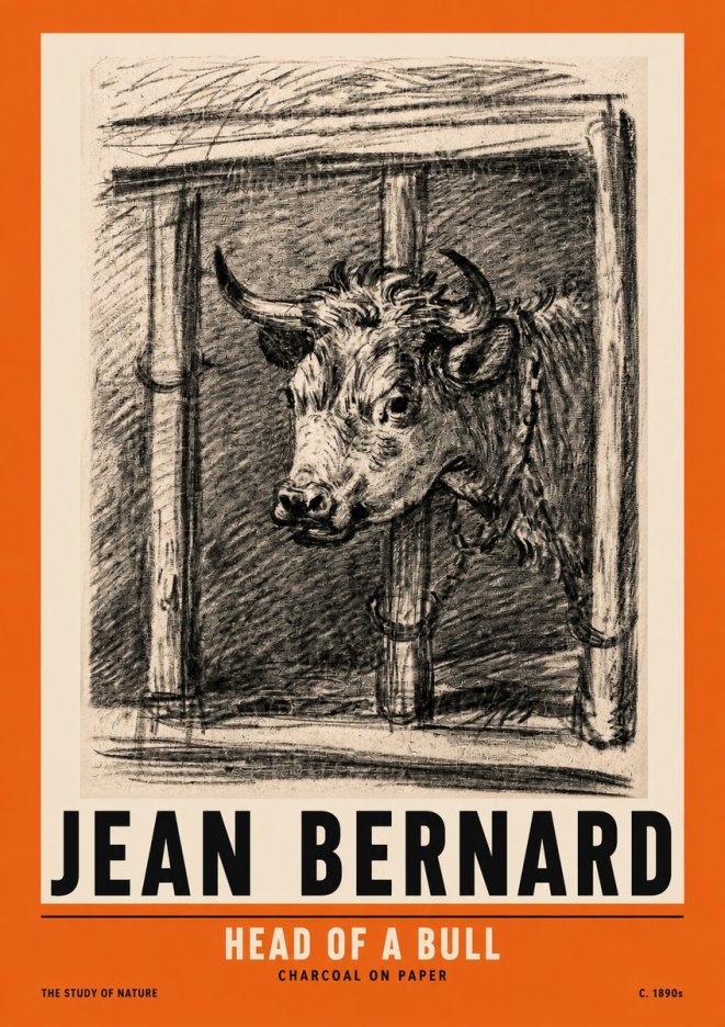 Jean Bernard Study of a Bull II No3 - Plakát