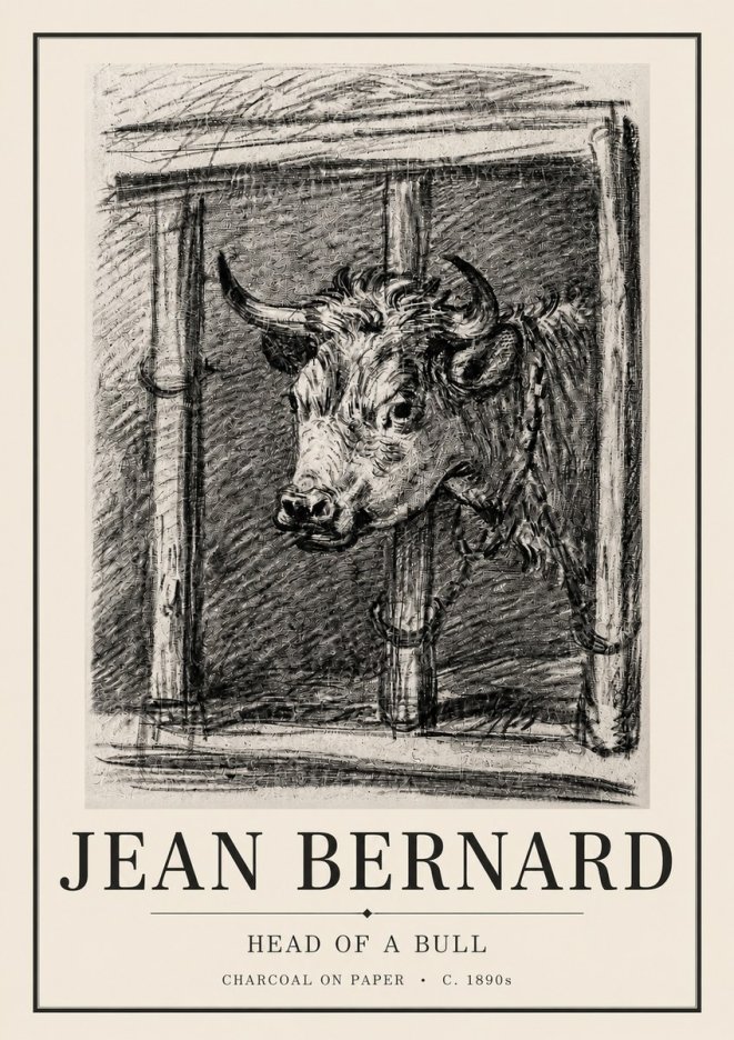 Jean Bernard Study of a Bull II No4 - Plakát