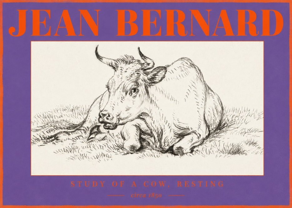 Jean Bernard Study of a Cow, Resting No2 - Plakát