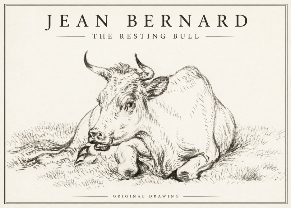 Jean Bernard Study of a Cow, Resting No3 - Plakát