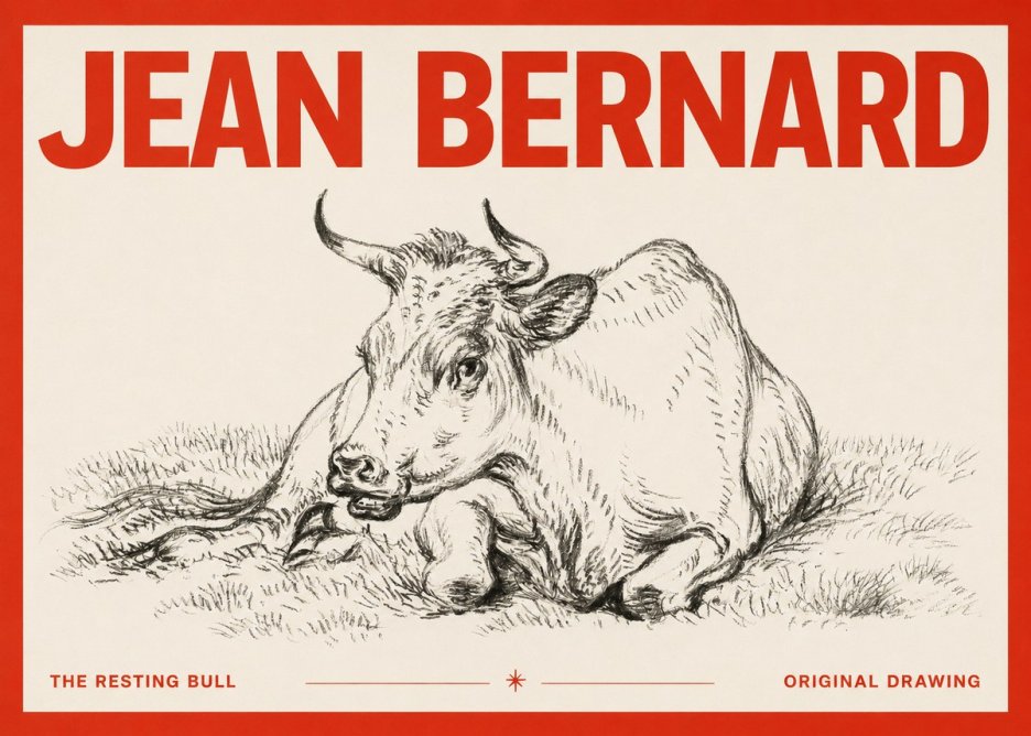 Jean Bernard Study of a Cow, Resting No4 - Plakát