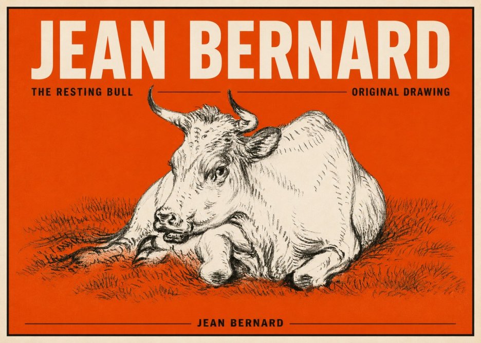 Jean Bernard Study of a Cow, Resting No6 - Plakát