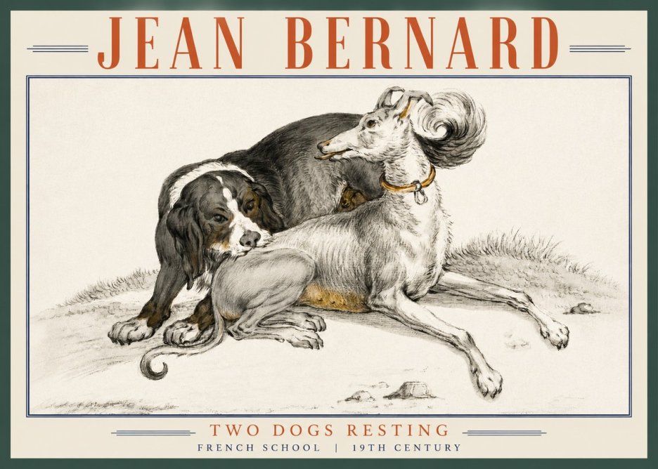 Jean Bernard Two Dogs Resting No3 - Plakát