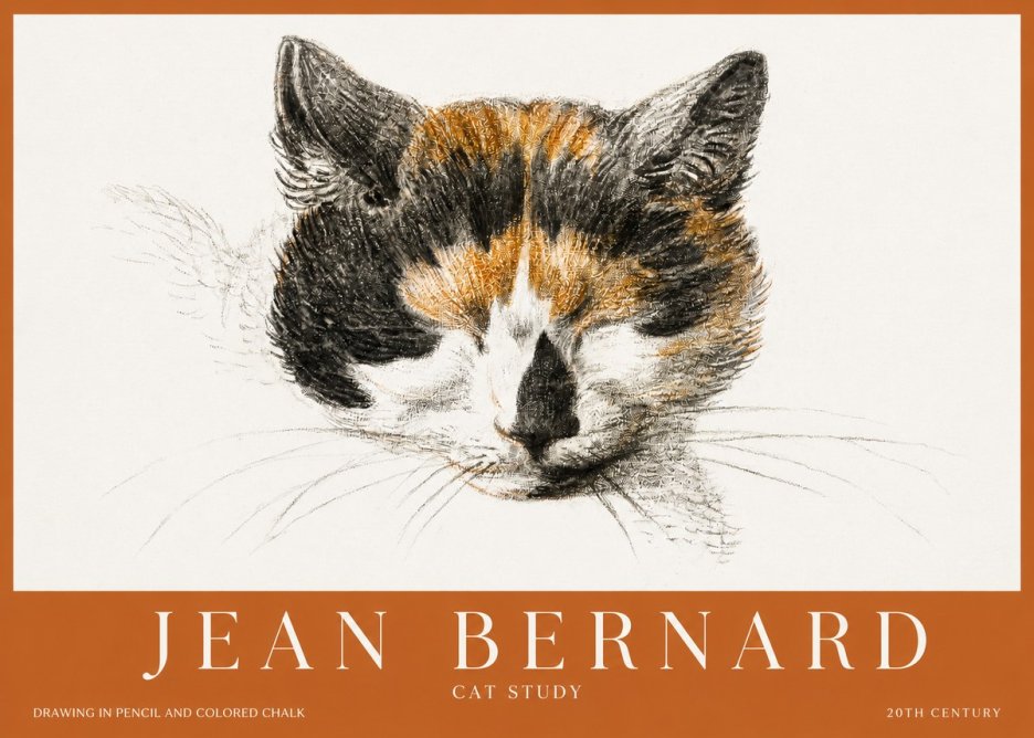 Jean Bernard Cat Study VIII No2 - Plakát