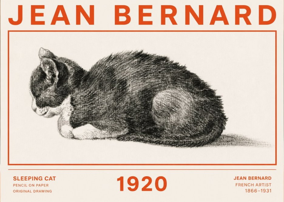 Jean Bernard Sleeping Cat VII No2 - Plakát