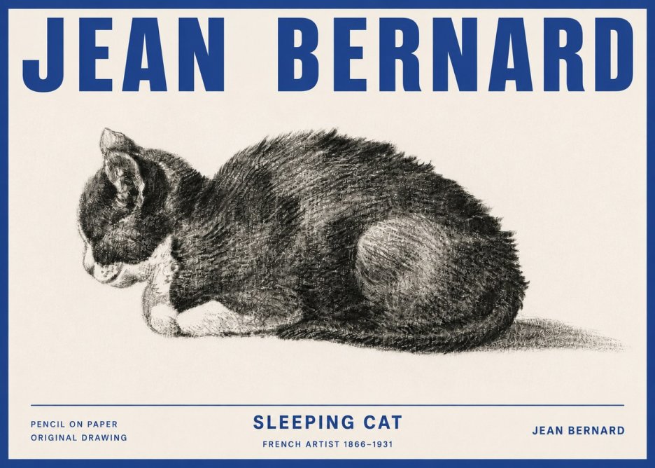 Jean Bernard Sleeping Cat VII No4 - Plakát
