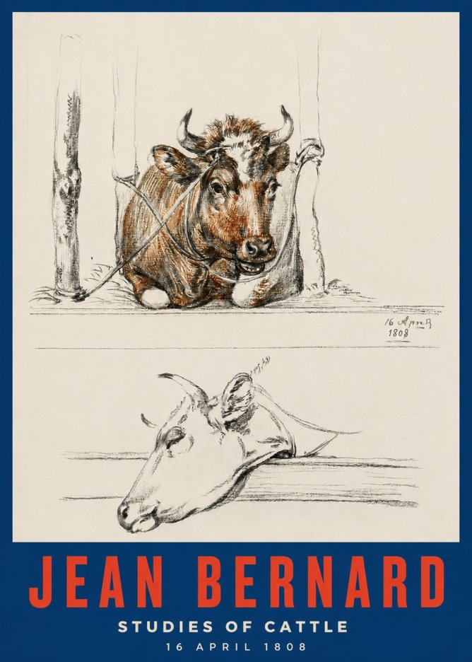Jean Bernard Studies of Cattle III No3 - Plakát