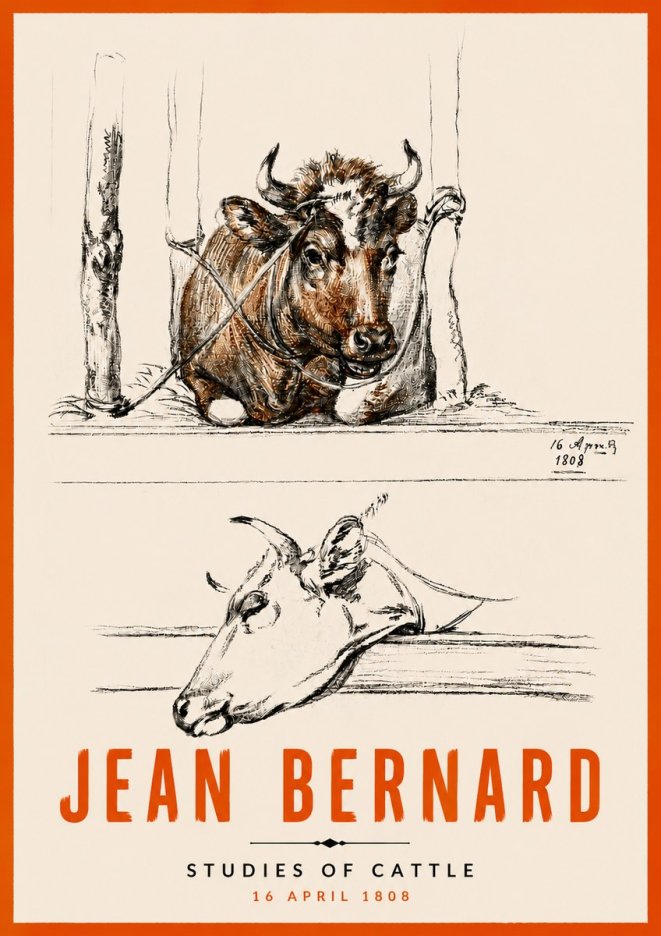 Jean Bernard Studies of Cattle III No5 - Plakát