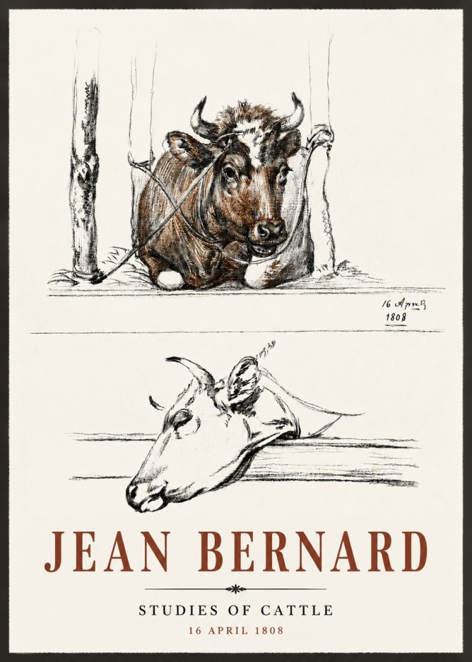 Jean Bernard Studies of Cattle III No6 - Plakát